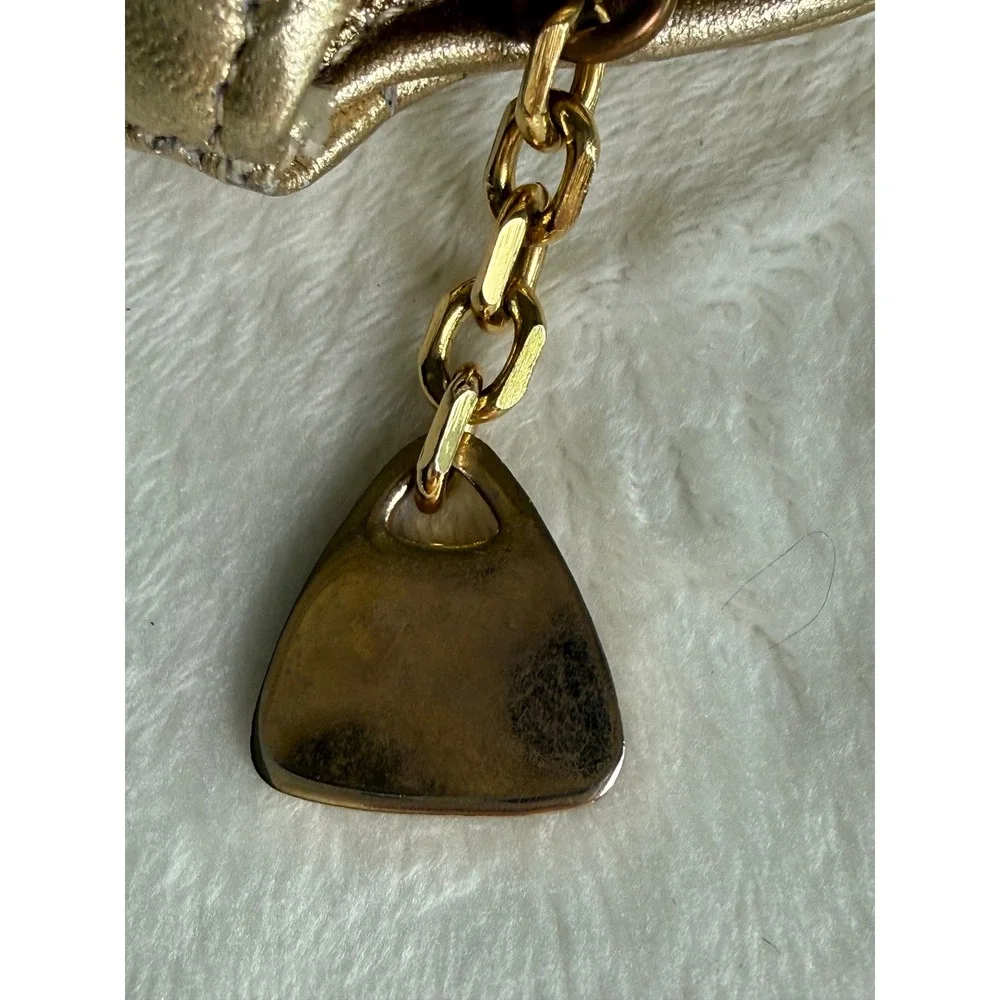 Vintage Morris Moskowitz Gold Metallic Leather Gathered Frame Clutch Bag MM
